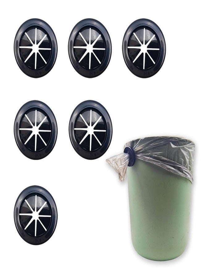 MAGNEECH 6 Pcs Black Trash Bag Holder - Reusable Trash Liner Cinch for Securing Trash Liners，Prevents Liners from Falling into Trashcan - Ideal for Outdoors Garden and Home Use - Image 1