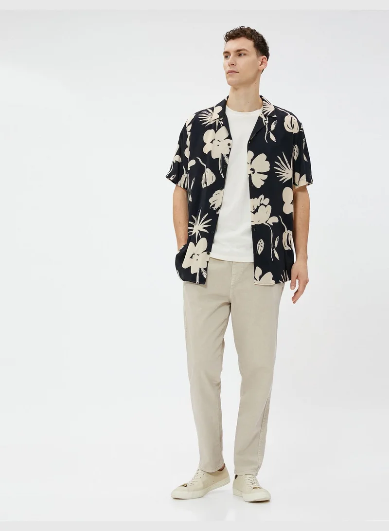 كوتون Drawstring Pocket Detail Cotton Chino Trousers