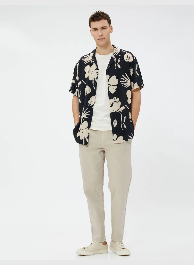 كوتون Drawstring Pocket Detail Cotton Chino Trousers
