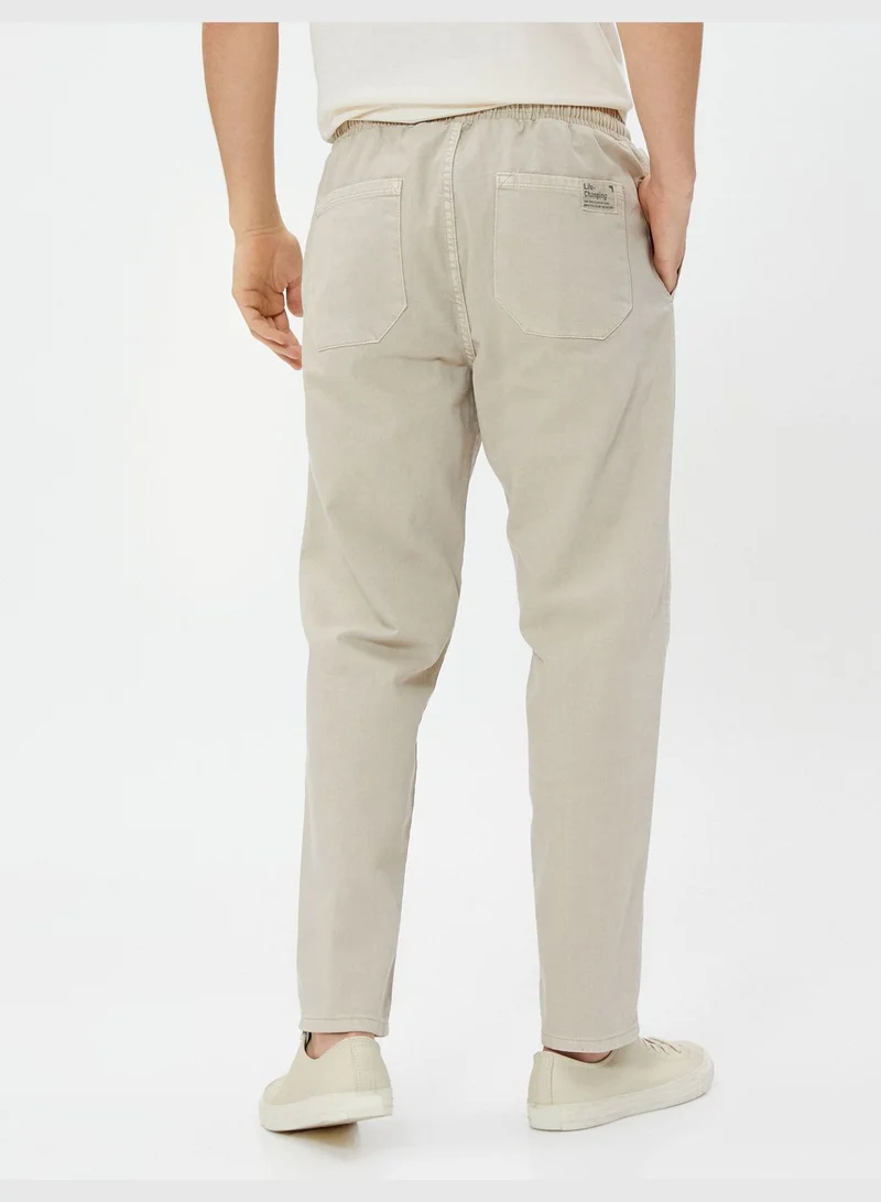 كوتون Drawstring Pocket Detail Cotton Chino Trousers