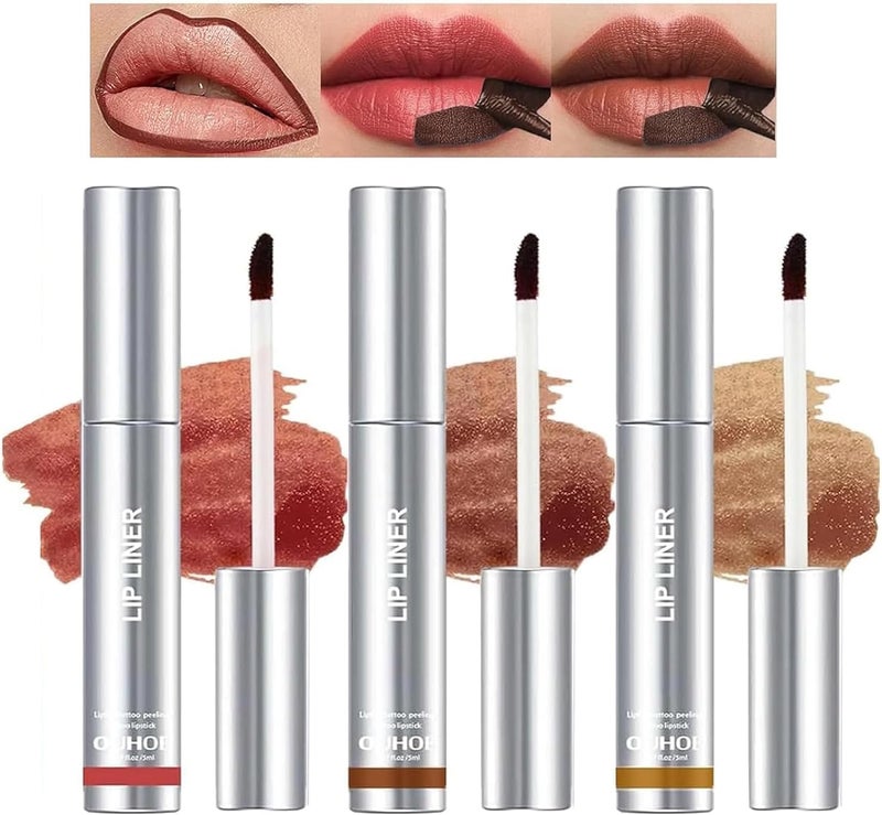 Detachable Lip Liner Set 3 Colors Peel lip liner Longwear and Pigmented Lip Pencil Peel Off Lip Stain 3 Colors 3Pcs