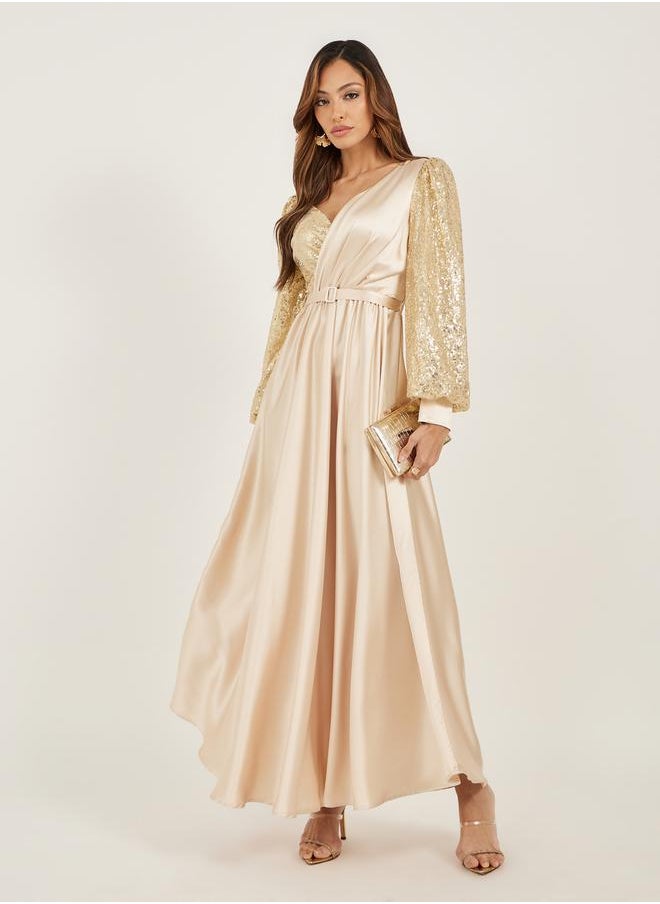 Styli Sequin Sleeve Maxi Dress  - Image 1