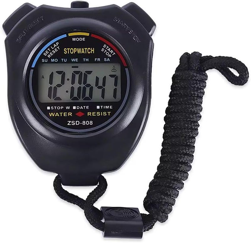 Stopwatch Professional Digital Stopwatch, Waterproof – Large LCD Display – Suitable for Running, Exercise and Sports – With a Comfortable and Easy-to-Use Wrist Strap - Image 3
