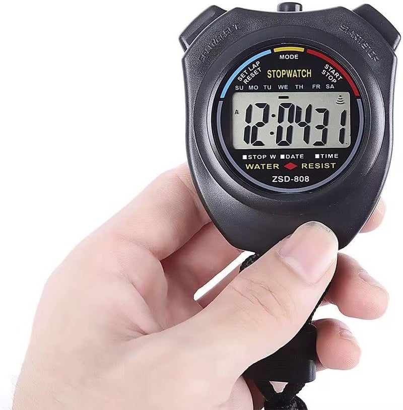Stopwatch Professional Digital Stopwatch, Waterproof – Large LCD Display – Suitable for Running, Exercise and Sports – With a Comfortable and Easy-to-Use Wrist Strap - Image 2