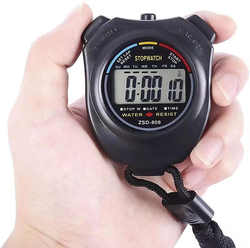 Stopwatch Professional Digital Stopwatch, Waterproof – Large LCD Display – Suitable for Running, Exercise and Sports – With a Comfortable and Easy-to-Use Wrist Strap - Image 1