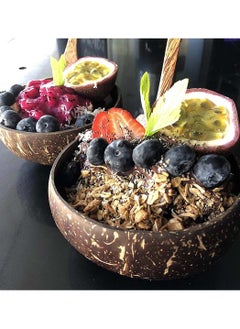 SYOSI Natural Coconut Bowls and Spoons Acai Smoothie Bowl Noodle Ramen Eco Friendly Sustainable Lightweight Durable Easy Clean 2 Set  - Image 4