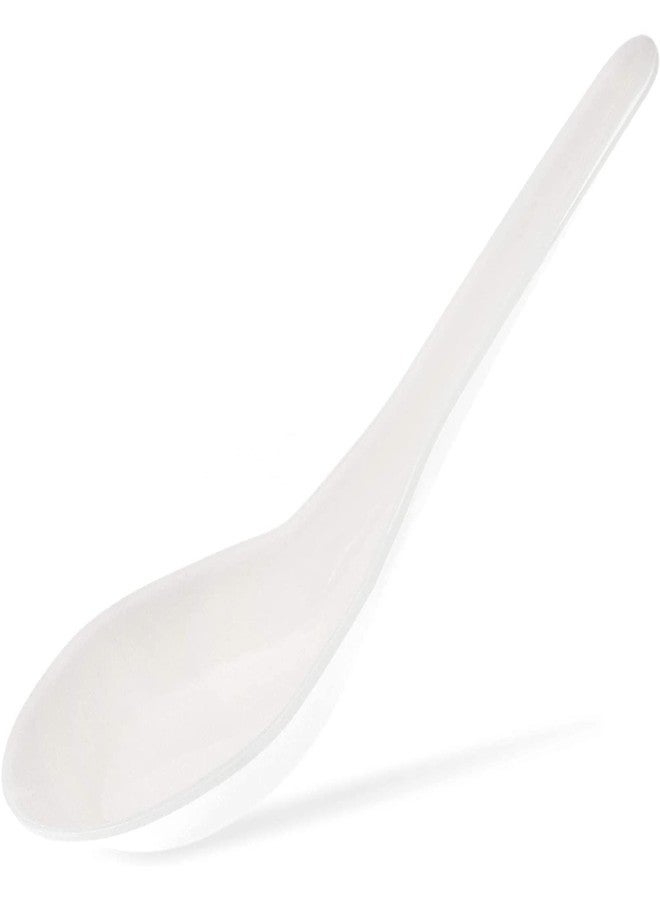 Juvale Disposable Soup Spoons - 50-Pack, White Plastic, 5.4-Inch - Deep Asian Soup Spoon for Ramen, Pho & Miso - Image 1