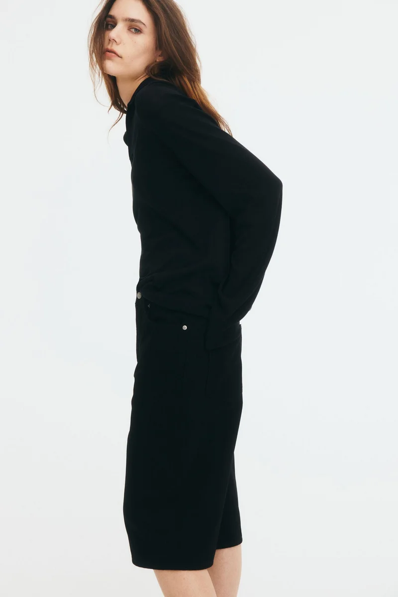 H&M Black Dark High Knee Denim shorts for Women | Best Price UAE