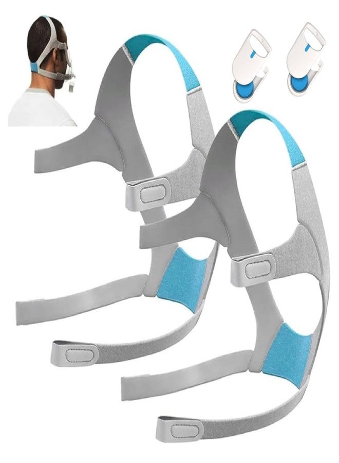 أحزمة بديلة لغطاء رأس جهاز التنفس CPAP من Jungle Care طراز F20 لأجهزة ResMed Airfit/AirTouch مع مشابك مغناطيسية (عبوة من قطعتين)، رمادي