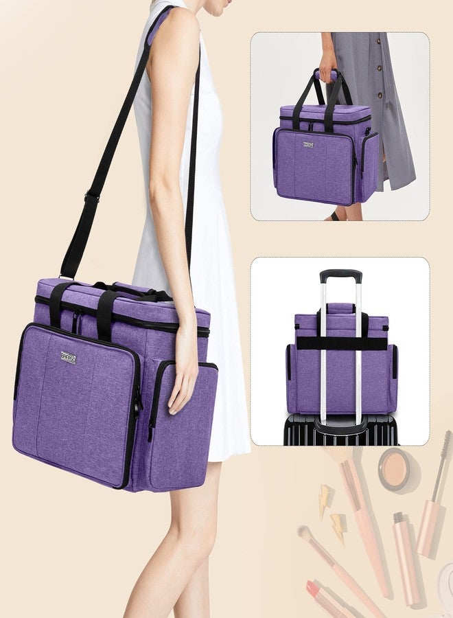 BAFASO Large Makeup Bag Cosmetic Bag with Removable Dividers, Travel Makeup Case Holds Cosmetics and Hair Supplies, Purple - Image 5