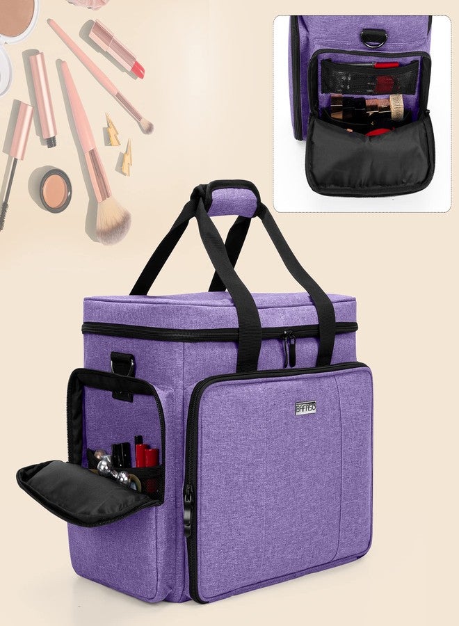 BAFASO Large Makeup Bag Cosmetic Bag with Removable Dividers, Travel Makeup Case Holds Cosmetics and Hair Supplies, Purple - Image 4
