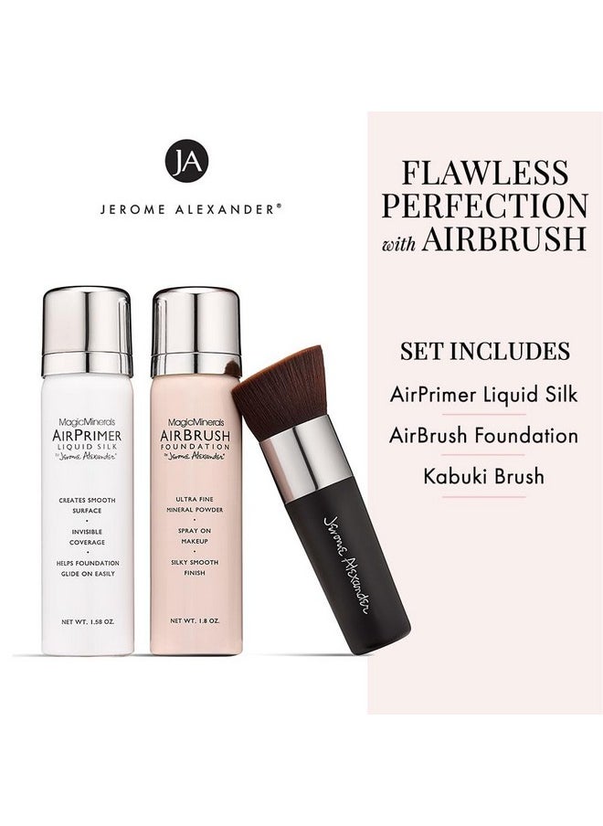 Jerome Alexander Magicminerals Airbrush Foundation By Jerome Alexander3Pc Spray Makeup Set With Antiaging Ingredients For Smooth Radiant Skin (3 Piece Set Warm Beige)  - Image 2