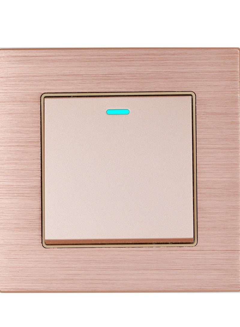light switch,household light switch for wall, Roce Gold Brushed aluminum alloy panel Modern Power switch, Type 86 electric switch 250V,1 Gang 2 Way,2 Gang 2 Way,3 Gang 2 Way,4 Gang 2 Way,13Amp Single ,Double Sokect ,20Amp, 45Amp, Light Dimmer,Telephone,Computer socket,Satellite TV Socket,Door Bell Swtch. - Image 1