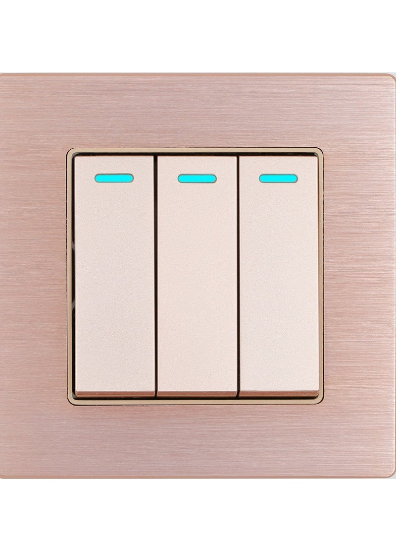 light switch,household light switch for wall, Roce Gold Brushed aluminum alloy panel Modern Power switch, Type 86 electric switch 250V,1 Gang 2 Way,2 Gang 2 Way,3 Gang 2 Way,4 Gang 2 Way,13Amp Single ,Double Sokect ,20Amp, 45Amp, Light Dimmer,Telephone,Computer socket,Satellite TV Socket,Door Bell Swtch. - Image 3