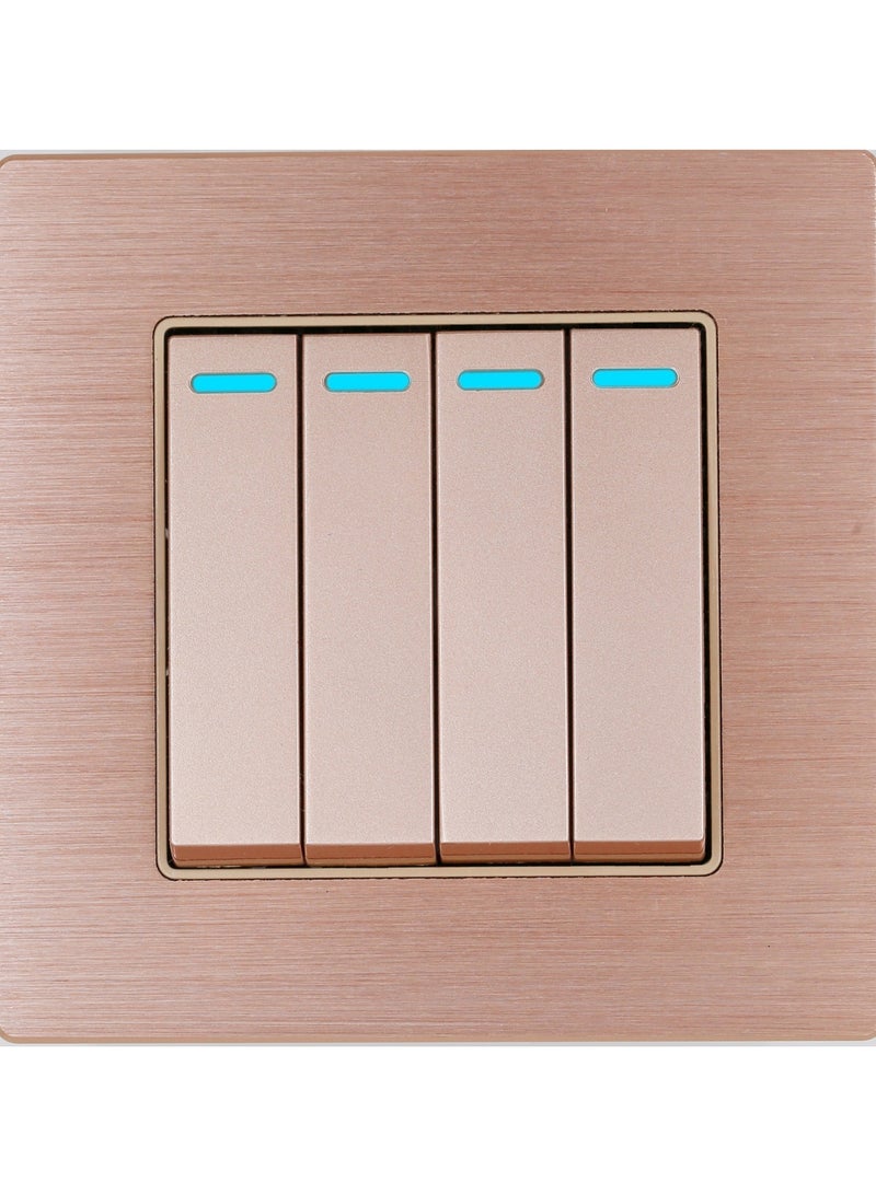 light switch,household light switch for wall, Roce Gold Brushed aluminum alloy panel Modern Power switch, Type 86 electric switch 250V,1 Gang 2 Way,2 Gang 2 Way,3 Gang 2 Way,4 Gang 2 Way,13Amp Single ,Double Sokect ,20Amp, 45Amp, Light Dimmer,Telephone,Computer socket,Satellite TV Socket,Door Bell Swtch. - Image 4