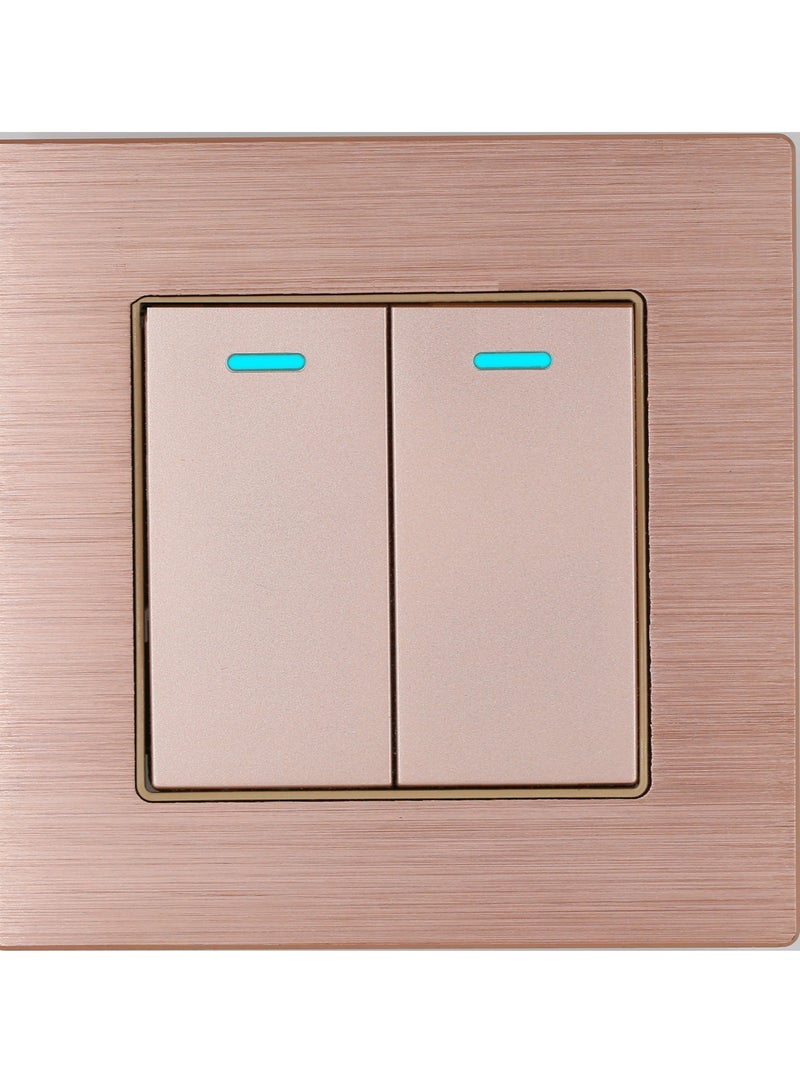 light switch,household light switch for wall, Roce Gold Brushed aluminum alloy panel Modern Power switch, Type 86 electric switch 250V,1 Gang 2 Way,2 Gang 2 Way,3 Gang 2 Way,4 Gang 2 Way,13Amp Single ,Double Sokect ,20Amp, 45Amp, Light Dimmer,Telephone,Computer socket,Satellite TV Socket,Door Bell Swtch. - Image 2