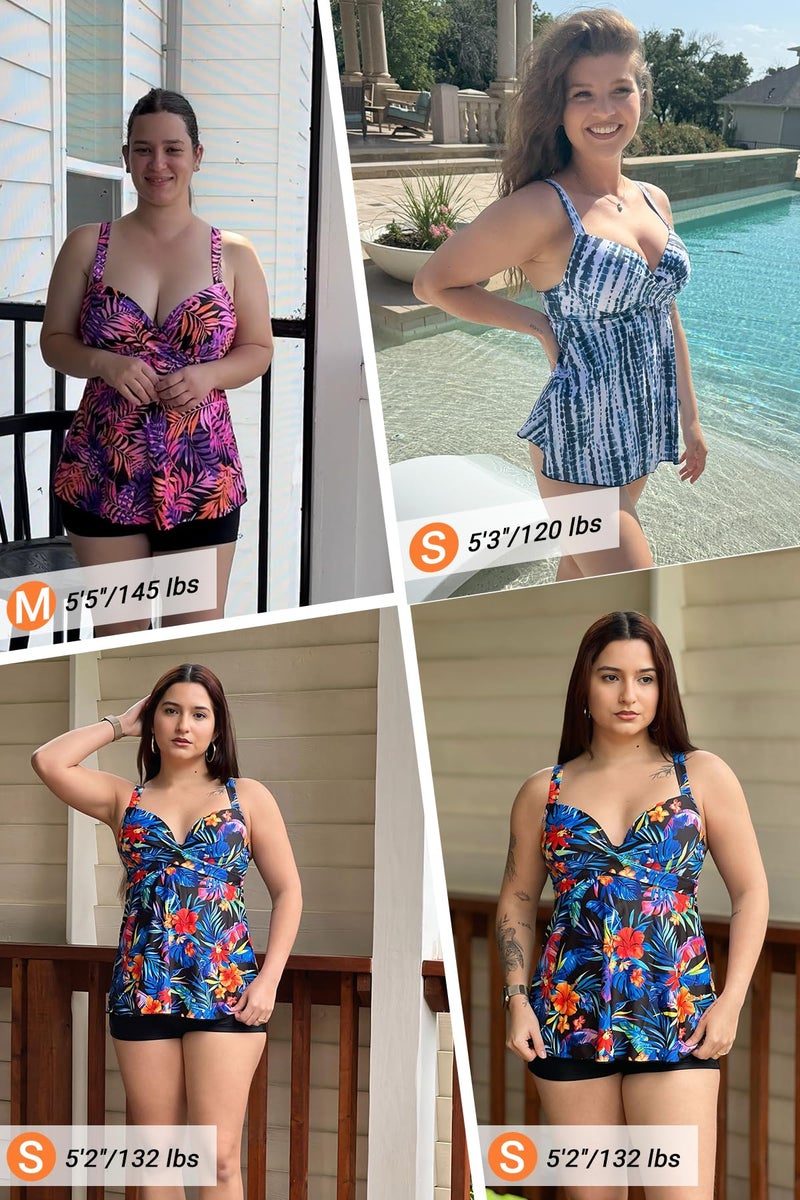 Yonique Women's Underwire Tankini Top Only- Twist V Neck Swimsuit Top Flowy Bathing Suit Top No Bottom 2025 Black XX-Large - Image 5