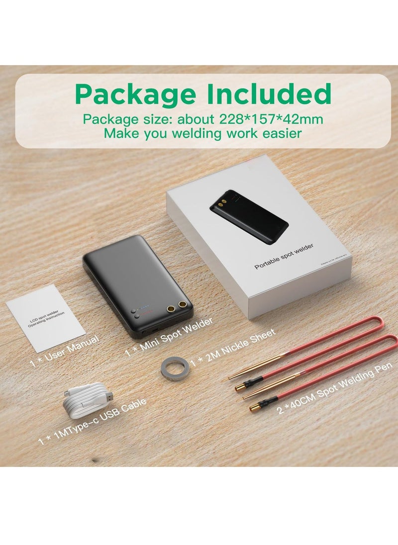 Spot Welder, Mini Spot Welder, Portable Spot Welder Machine, Spot Welding Equipment Energy Storage 5000mAh for DIY 18650 Battery, Portable Battery Welder with Type-C port, Black - Image 5
