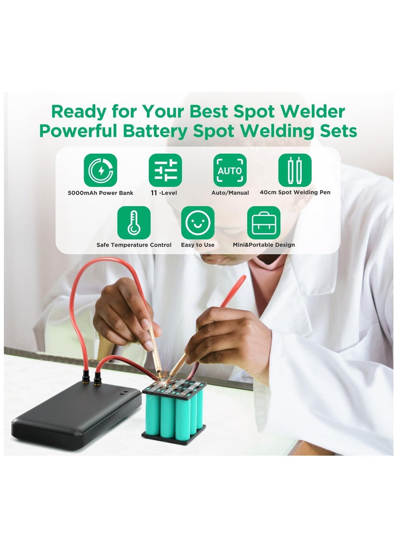 Spot Welder, Mini Spot Welder, Portable Spot Welder Machine, Spot Welding Equipment Energy Storage 5000mAh for DIY 18650 Battery, Portable Battery Welder with Type-C port, Black - Image 1