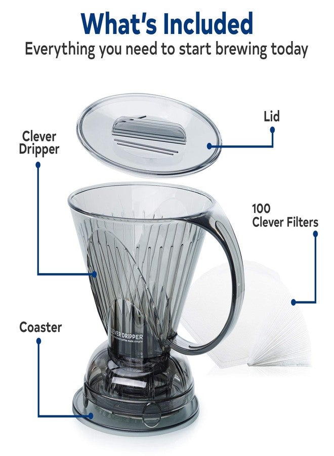 Clever Coffee Dripper and Filters, Large 18 oz (Cloud)| Barista's Choice| Safe BPA Free Plastic|Includes 100 Filters - Image 3