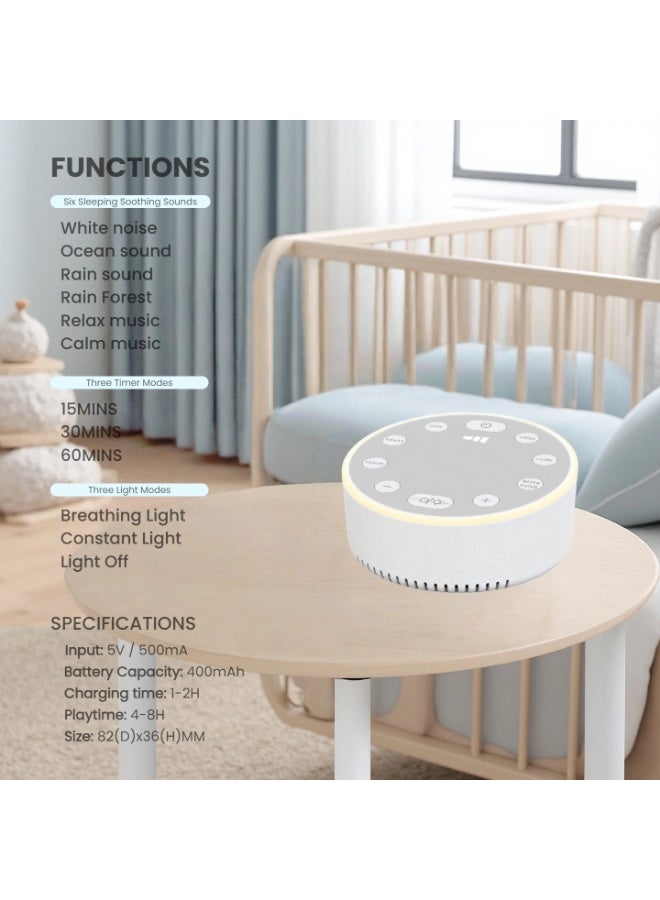 White Noise Sleep Soother Machine Soothing Music Device, Portable White Noise Maker with Soothing Sound and Music, 6 Sounds 3 Light Mode 3 Timer Modes, New Born Infants Children Kids Adults Help Sleep Soothing Mood, Soothing Calm Relax - Image 5
