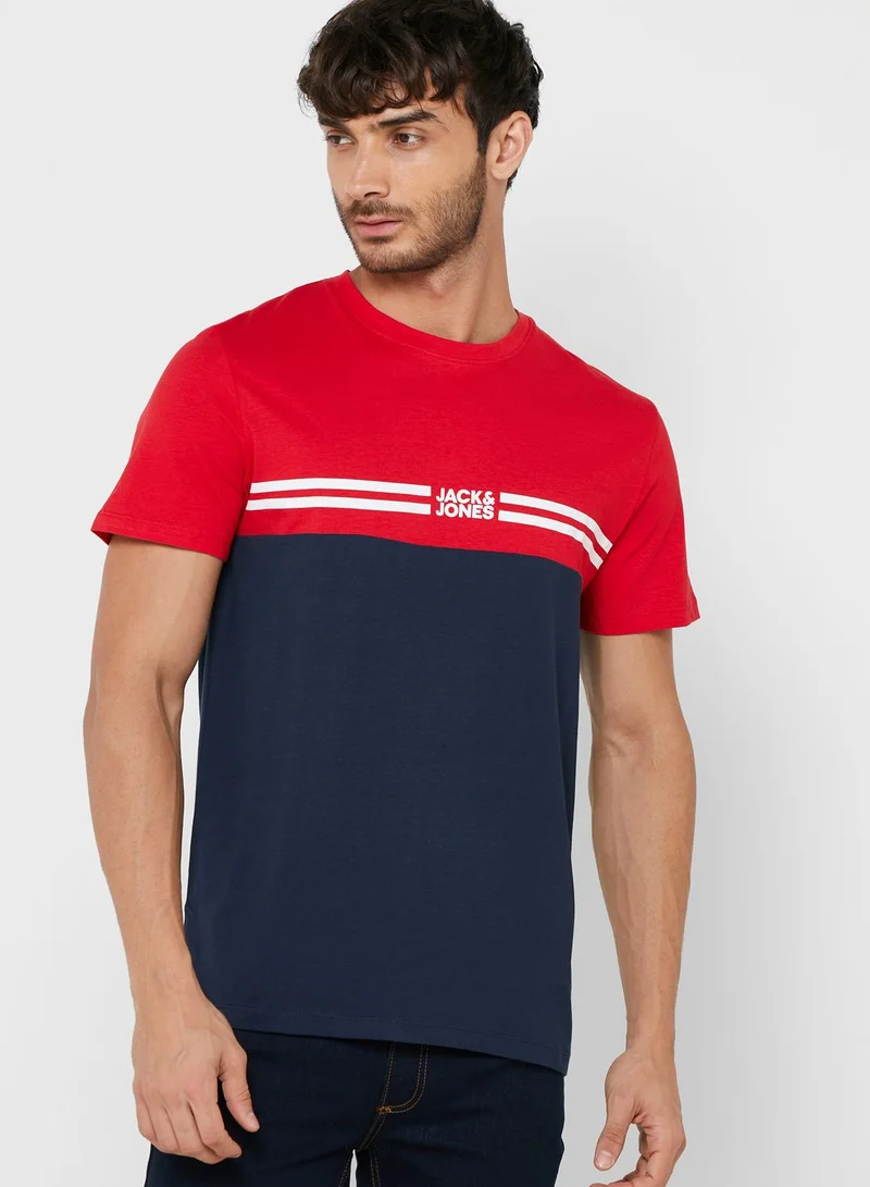 جاك اند جونز Colour Block Crew Neck T-Shirt