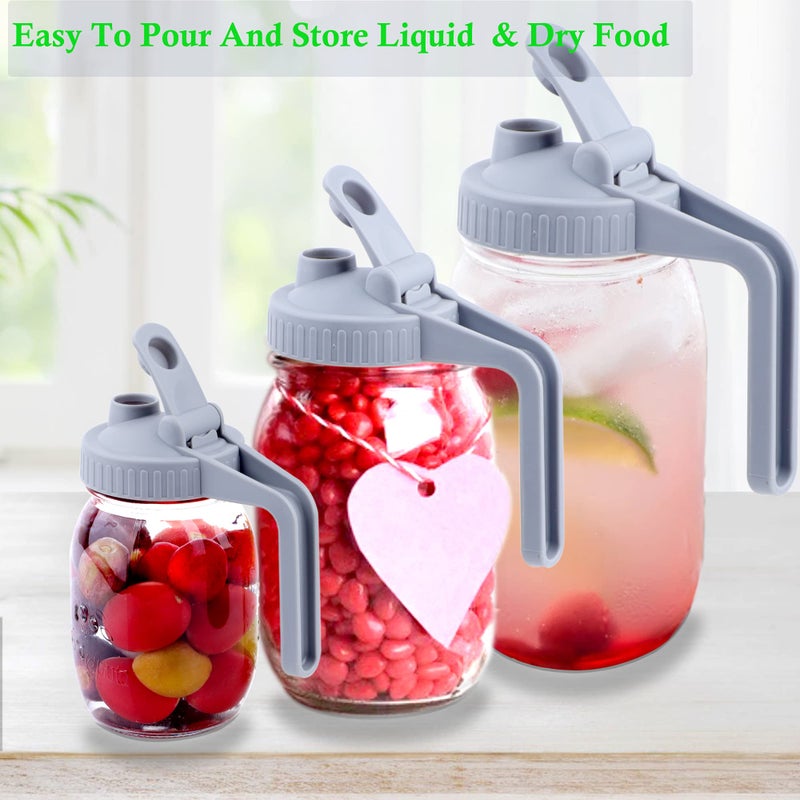 GMSWEET Mason Jar Pour Spout Lid Regular Mouth With Handle  Airtight & Leak-Proof Flip Cap Lid  Easy Open & Pour  Turns Your Mason Jar Into Pitcher For Cold Brew Coffee  Iced Tea  Milk (Jar Not Included) - Image 5