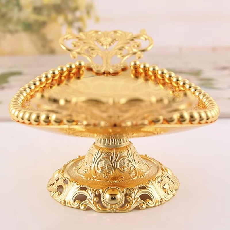Luxury Golden Beads Metal Serving Platter Oval Shape Snacks Tray for Fruits Dessert and Appetizers Organizers Dish Gift Gold Oval Serving Dish - Image 2