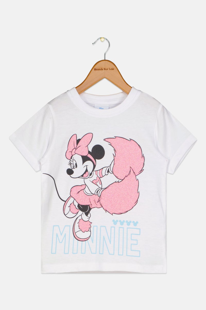 Disney Mickey And Friends Toddlers Girl Graphic Print Short Sleeve Top, White - Image 2