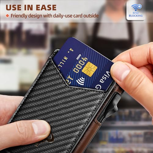 BULLIANT Men Wallet,Money Clip Wallet Slim For Gift Men 9Cards-Metal Credit Card Case in Magnetic Leather Flip - Image 5