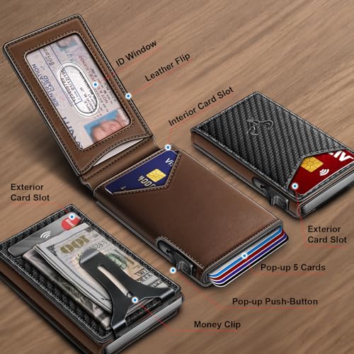BULLIANT Men Wallet,Money Clip Wallet Slim For Gift Men 9Cards-Metal Credit Card Case in Magnetic Leather Flip - Image 2