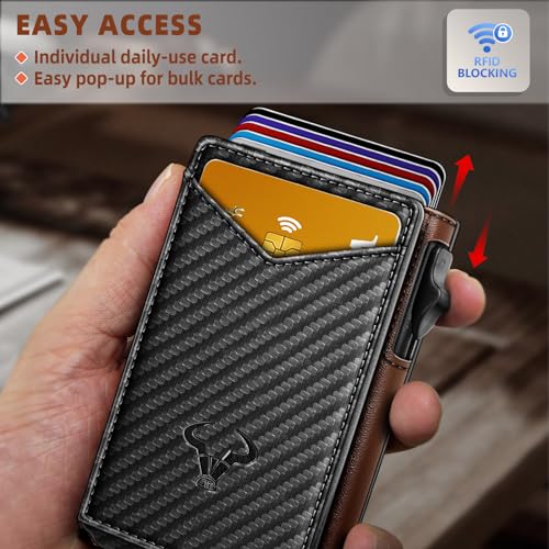 BULLIANT Men Wallet,Money Clip Wallet Slim For Gift Men 9Cards-Metal Credit Card Case in Magnetic Leather Flip - Image 4
