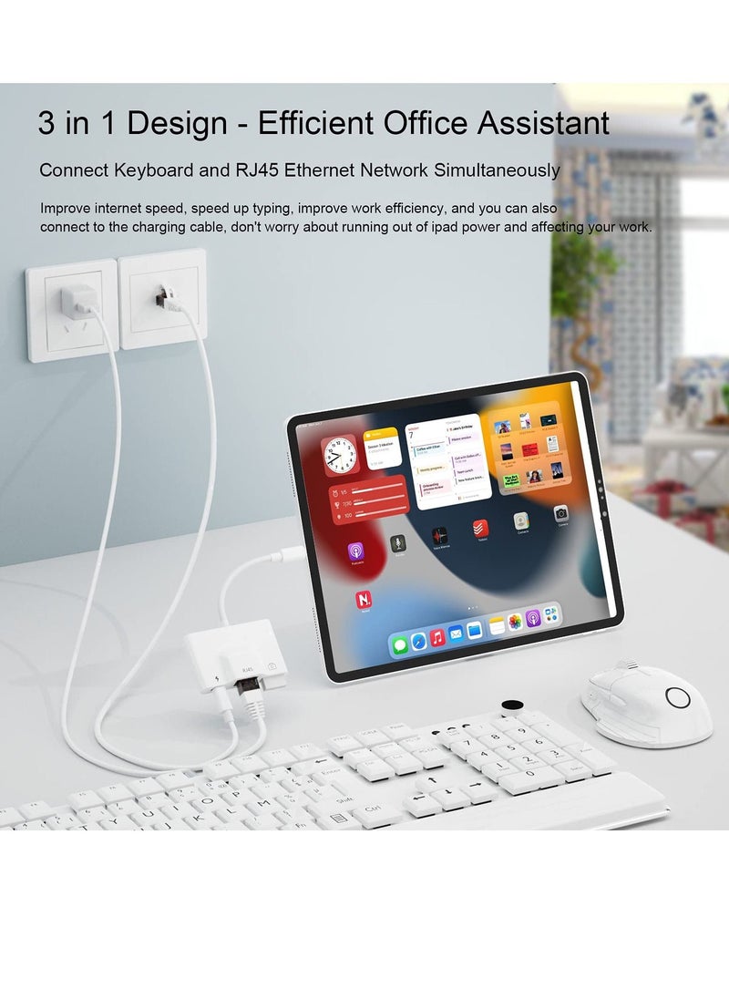 SYOSI RJ45 Ethernet Adapter, OTG Charging Port RJ45 3-In-1 USB Wired Adapter for iPhone, Ipad Camera High-Speed Reader Cable Converter Hub  - Image 4