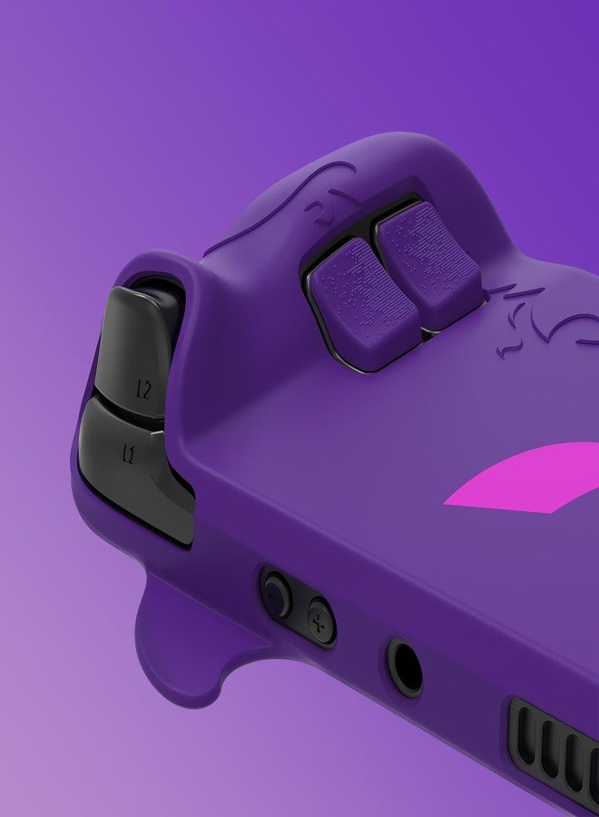 PlayVital Cute Demon Protective Case for Steam Deck LCD & OLED, Kawaii Anti-Slip Protector for Steam Deck OLED with Thumb Grip Caps & Trackpads Stickers & Back Button Enhancement Set - Purple - Image 4