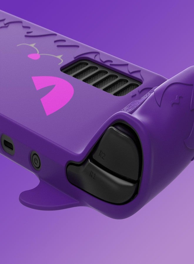 PlayVital Cute Demon Protective Case for Steam Deck LCD & OLED, Kawaii Anti-Slip Protector for Steam Deck OLED with Thumb Grip Caps & Trackpads Stickers & Back Button Enhancement Set - Purple - Image 3