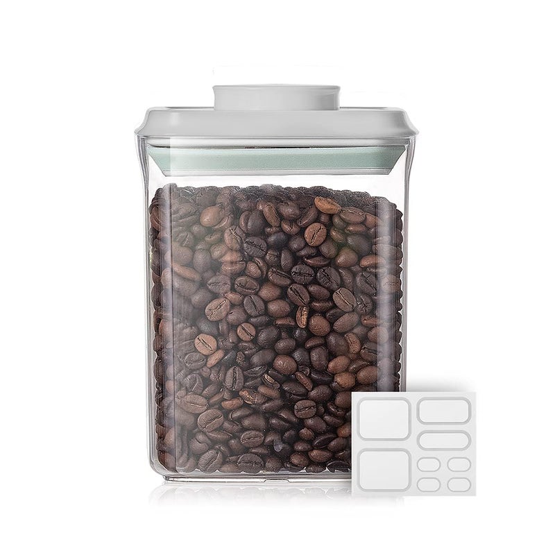 Ankou Food Airtight Containers (1500ml) 1.5 Qt Pop Up Food Formula Container With Lids, Bpa-Free One Button Open Stackable Container for Coffee Tea Brown Sugar Cereals - 8 Labels - Clear - Image 1