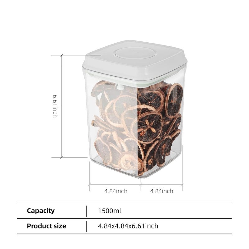 Ankou Food Airtight Containers (1500ml) 1.5 Qt Pop Up Food Formula Container With Lids, Bpa-Free One Button Open Stackable Container for Coffee Tea Brown Sugar Cereals - 8 Labels - Clear - Image 5