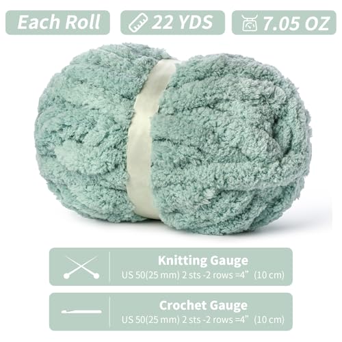Waikxin 10 Pack of Jumbo Chunky Yarn for Hand Knitting,10# Super Bulky-Fluffy Chenille Yarn, 220 yds/70.5 oz Soft Thick Yarn for Crocheting Chunky Knit Throw Blankets.(Aqua Green) - Image 2
