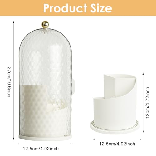 MAYCREATE® Makeup Brush Holder with Lid, 360 Rotating Clear Dustproof Skincare Cosmetic Tools Storage Organizer for Vanity Desktop Bathroom Countertop - White - Image 2