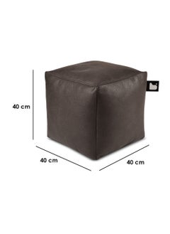 Extreme Lounging Extreme Lounging® - Original Luxury Leather B-Box Pouf - Made in UK - Premium Quality Double Stitched Ottoman - Stylish, Soft & Comfortable - 40x40x40cm - Color Slate  - Image 2