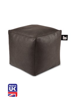 Extreme Lounging Extreme Lounging® - Original Luxury Leather B-Box Pouf - Made in UK - Premium Quality Double Stitched Ottoman - Stylish, Soft & Comfortable - 40x40x40cm - Color Slate  - Image 1