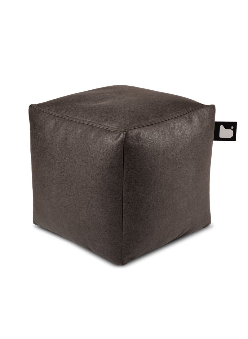 Extreme Lounging Extreme Lounging® - Original Luxury Leather B-Box Pouf - Made in UK - Premium Quality Double Stitched Ottoman - Stylish, Soft & Comfortable - 40x40x40cm - Color Slate - Image 4