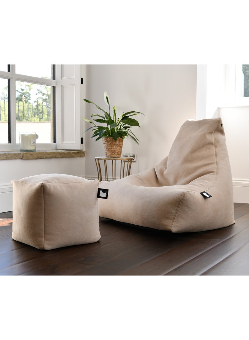 Extreme Lounging Extreme Lounging® - Original Luxury Leather B-Box Pouf - Made in UK - Premium Quality Double Stitched Ottoman - Stylish, Soft & Comfortable - 40x40x40cm - Color Slate - Image 5