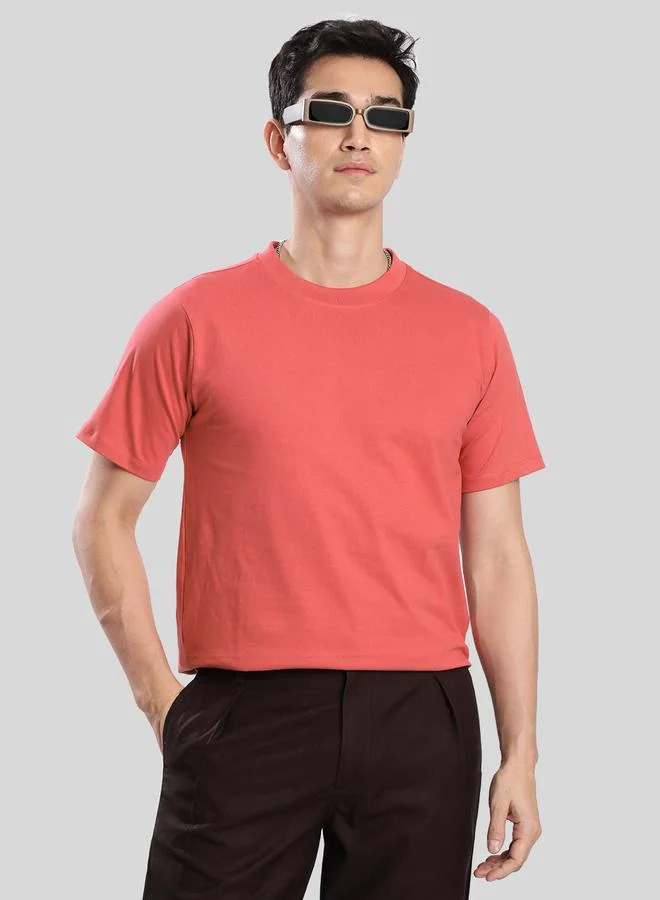 Styli Men Pink Solid Regular Fit T-Shirt By Bene Kleed