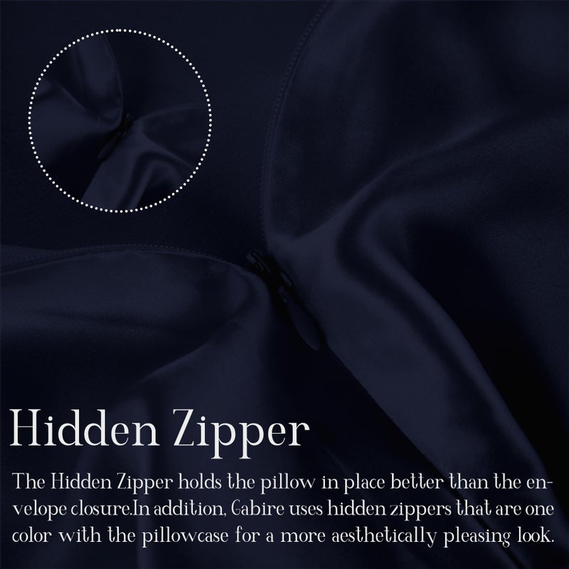 Gabire Gabire Mulberry Silk Pillowcases Set of 2  Both Sides Real Silk Pillowcase for Hair and Skin Prevent Acne Pillowcase Organic Silk Pillowcase 2 Pack with Hidden Zipper  Navy Blue  Standard (20""?26"") - Image 4