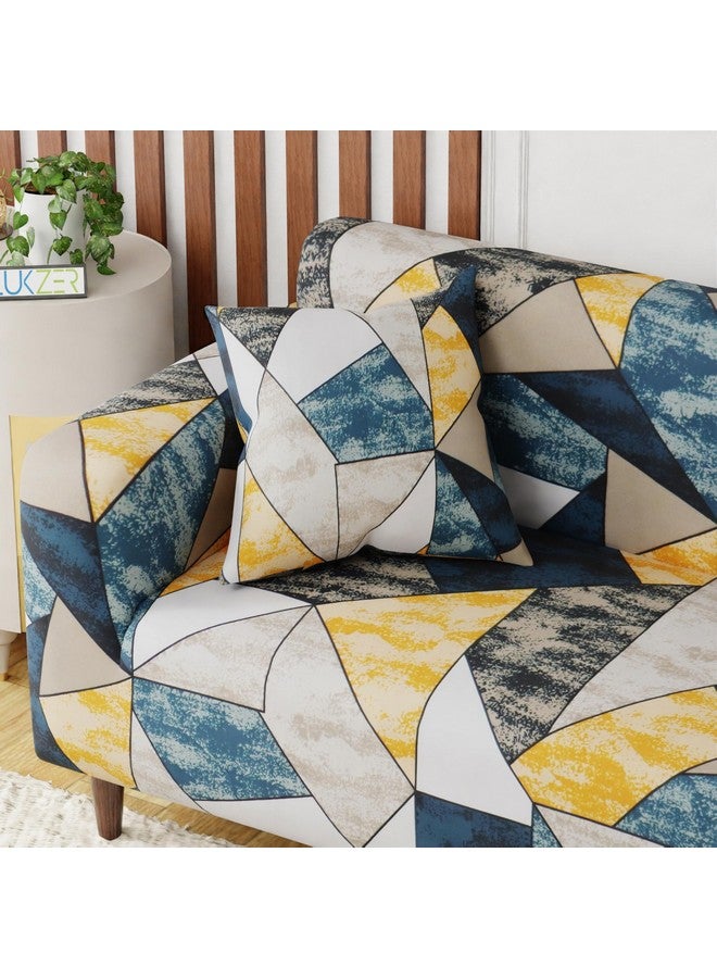 Lukzer 3 Seater Prism Yellow Universal Sofa Cover | 360° Fully Covered Anti-Slip Washable Couch Cover Protecter | 140 GSM Stretch Fit Polyester + Spandex Slipcover (180-230cm/SC-047-03) - Image 5