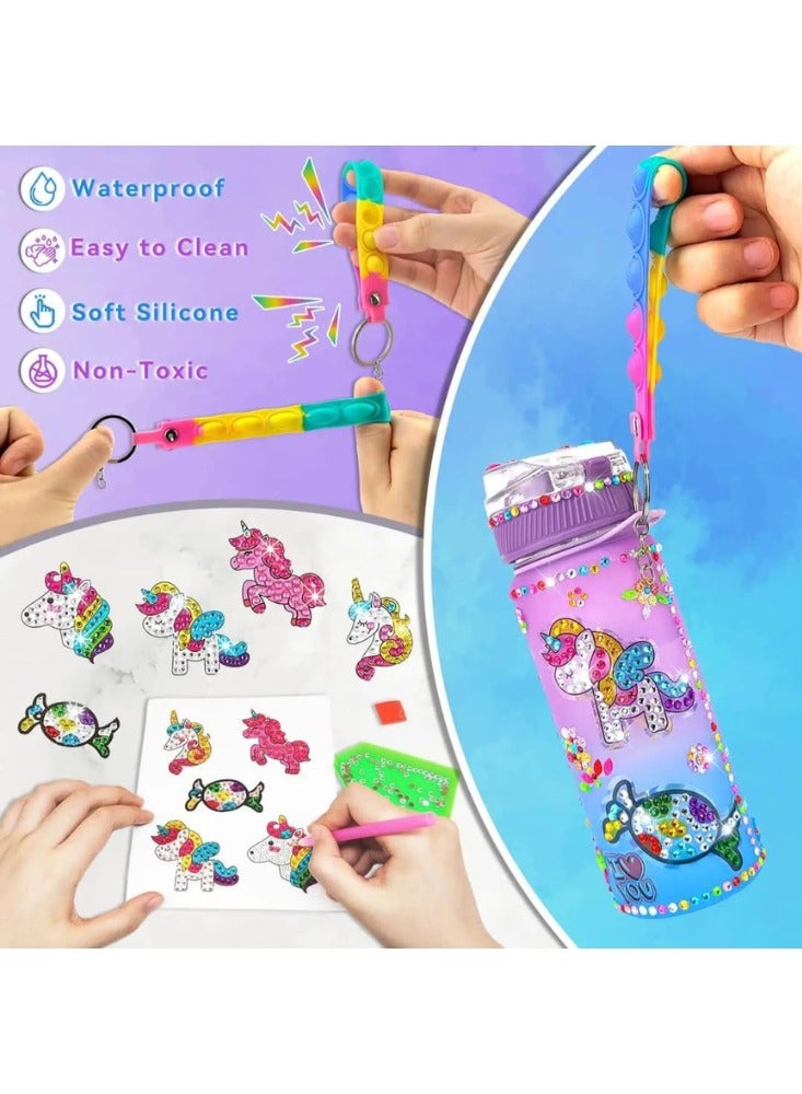 Mumfactory DIY Unicorn Water Bottle Kit for Girls – Arts & Crafts Painting Set,  Gift for Girls Ages 4–10 - Image 4