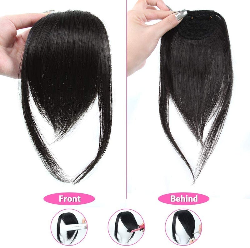 Dsoar Thick Side Bang Clip in Bangs Real Human Hair Bang Natural Clip on Side Bangs Straight Fringe Hair Extensions(Natural Color,with Temples) - Image 3