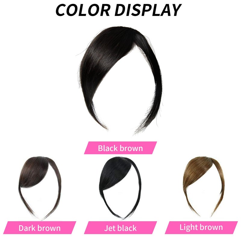 Dsoar Thick Side Bang Clip in Bangs Real Human Hair Bang Natural Clip on Side Bangs Straight Fringe Hair Extensions(Natural Color,with Temples) - Image 4