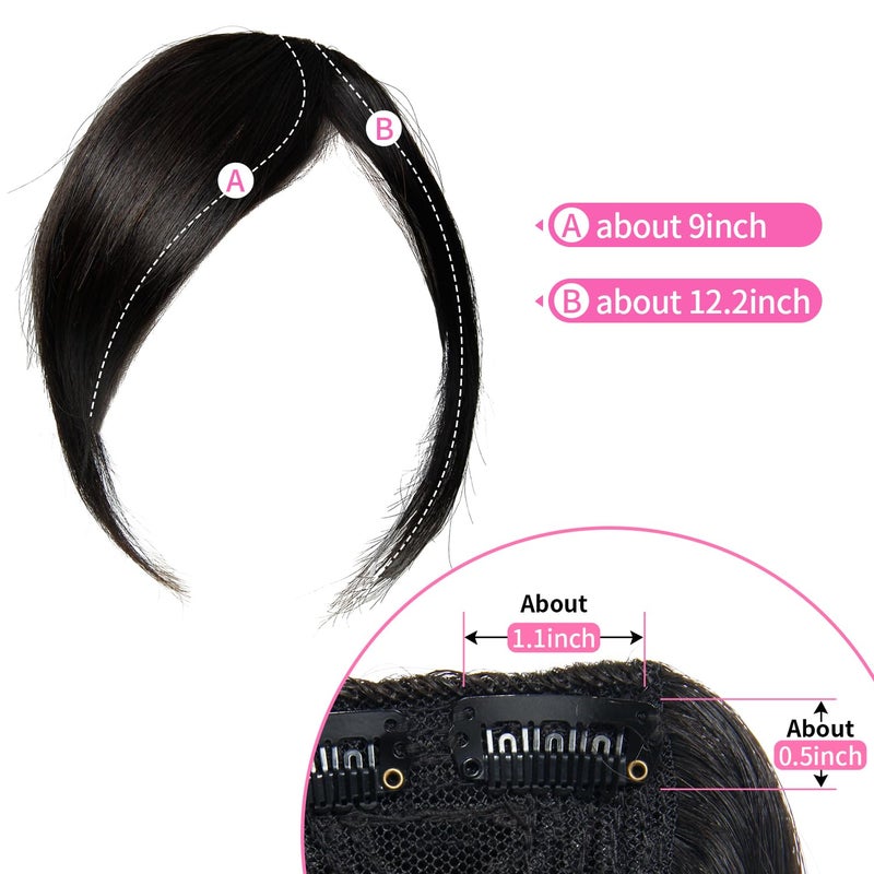 Dsoar Thick Side Bang Clip in Bangs Real Human Hair Bang Natural Clip on Side Bangs Straight Fringe Hair Extensions(Natural Color,with Temples) - Image 2